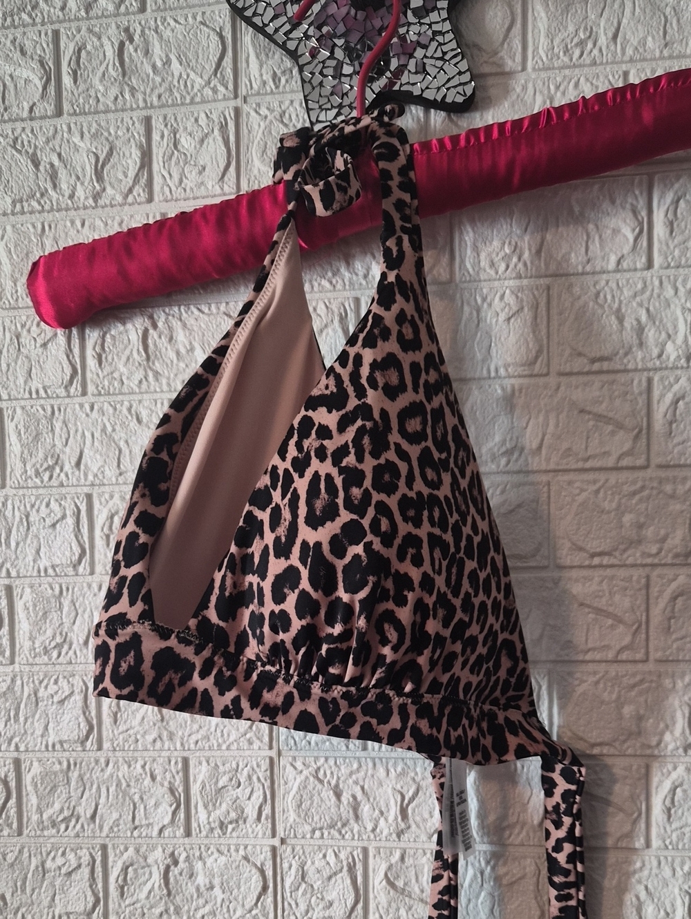 Victorias Secret Leopard Print triangle padded swim top